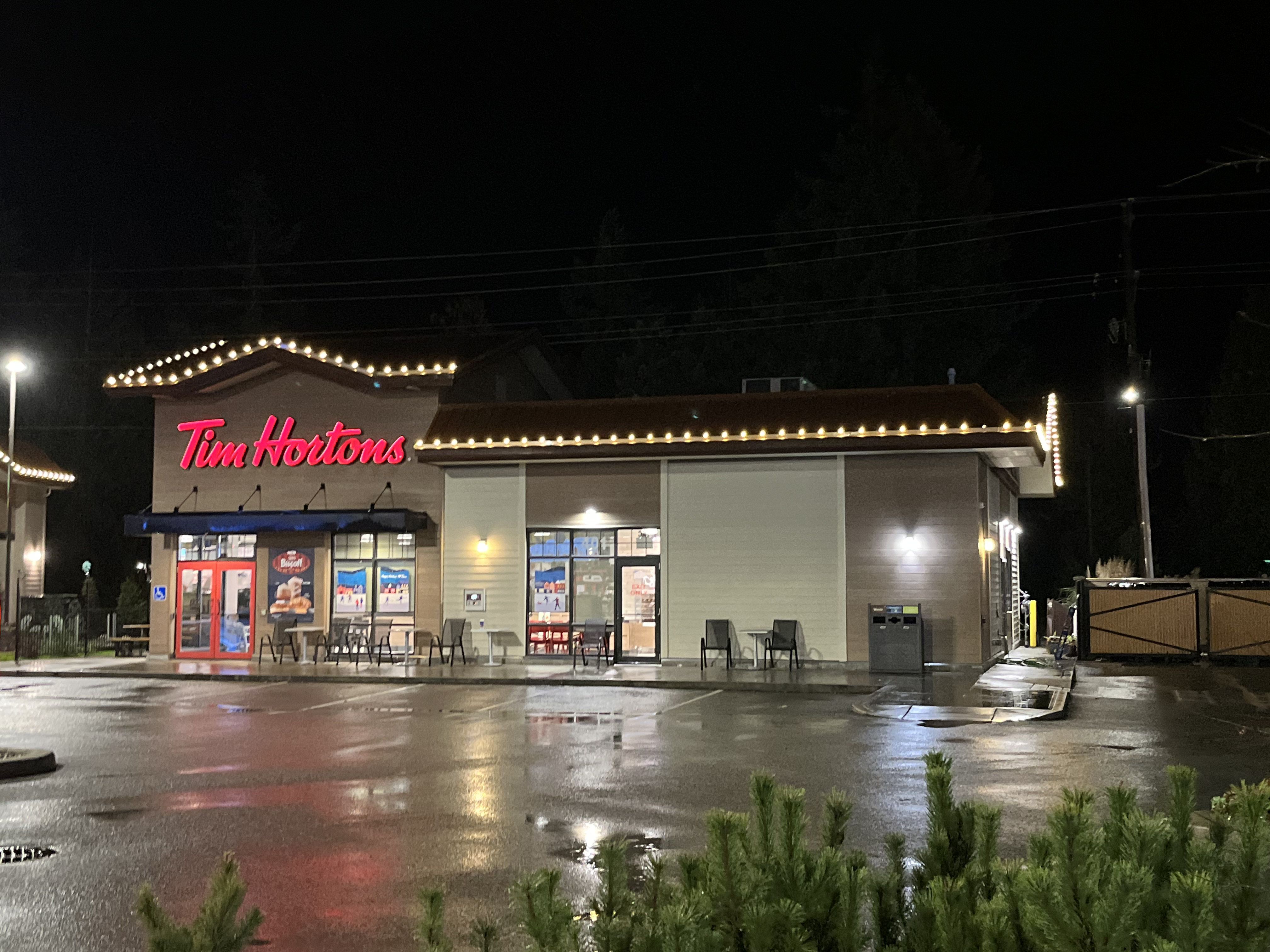 Commercial Christmas lighting Tim Hortons Sunshine Coast BC
